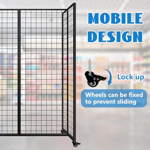 Grid Wall Panels, Grid Wall with Wheels,4x5.5Ft Gridwall Panel Display Stand,Sturdy Art Display Panels, Grid Display Stand, Black - color: Black