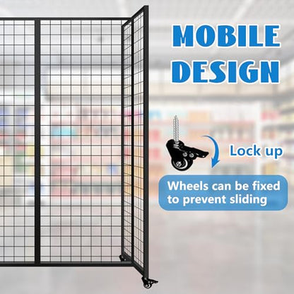Grid Wall Panels, Grid Wall with Wheels,4x5.5Ft Gridwall Panel Display Stand,Sturdy Art Display Panels, Grid Display Stand, Black - color: Black