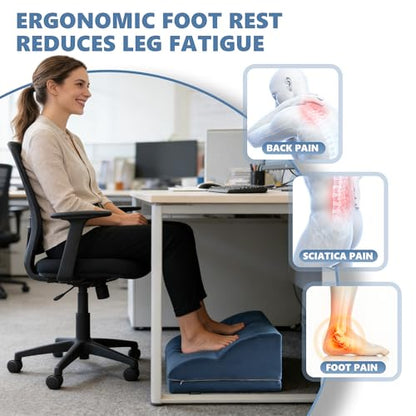 Foot Rest Under Desk for Office, Ergonomic Adjustable Footrest with Washable Cover, Soft Desk Foot Stool for Home Office, Work, Gaming, Long Sitting, Blue - color: Blue