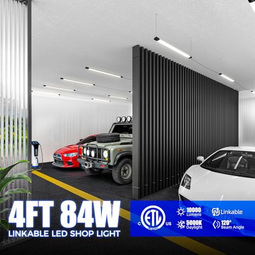 Barrina BS84 LED Shop Lights 4FT for Workshop, 84W 10000LM 5000K, 4 Packs - color: 5000K, size: Black-84W-4 Packs