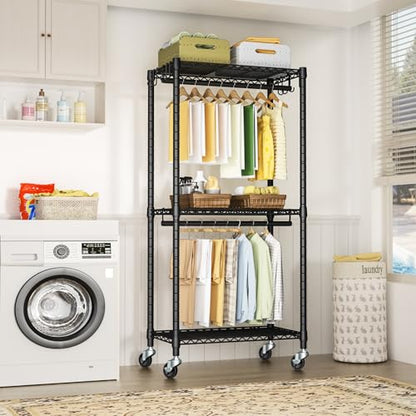 FUTASSI Rolling Clothes Rack, Clothing Racks for Hanging Clothes, Black - color: Black, size: P3 Mini