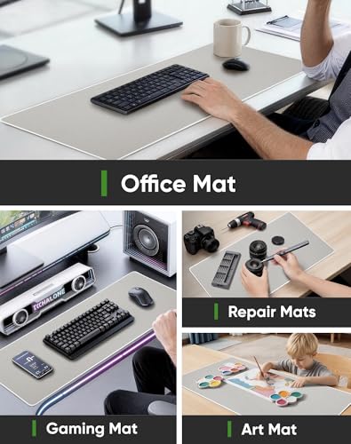 ALOANES Non-Slip Extended Mouse Pad Office&Home Desk Mat Stitched Edge - color: Beige, size: 31.5L x 11.8W inches