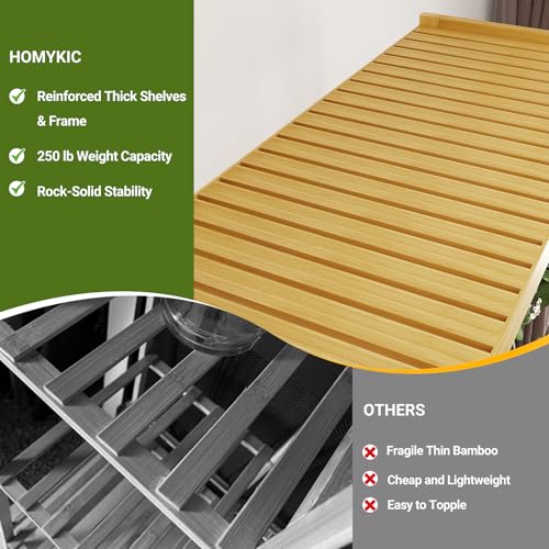 Homykic Bamboo Clothing Rack with Shelves, 33.5” Wide Clothes Rack, 78.8” H - color: Natural, size: Standard