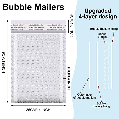 Henoyso 30 Pcs Bubble Poly Mailers Padded Envelopes,White,14 X 19 Inches - color: White, size: 14 x 19 Inches