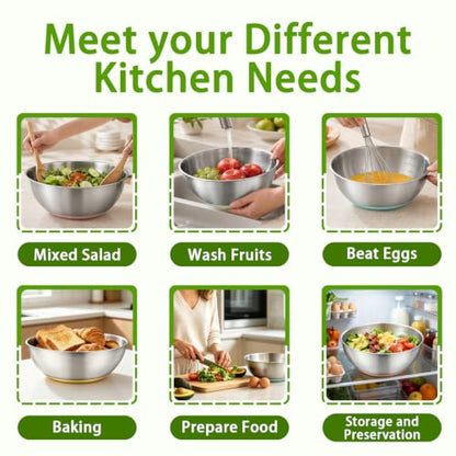 GIUOIDUO Stainless Steel Mixing Bowls Set with Non-Slip Base, Set of 5