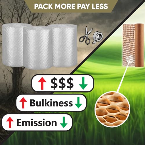 Honeycomb Packing Paper 12”x50’ Moving Supplies. Eco Friendly Bubble Paper Wrap Roll for Packing Fragile Items. Packaging Sheets for Moving. Kraft Paper Shipping Supplies. - size: 12" x 50 ft
