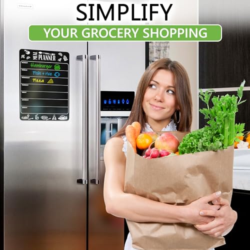 Weekly Dinner Planner for Fridge 8.5x12 Black Fridge Meal Planner Magnet - size: Black 8.5"W x 12"H