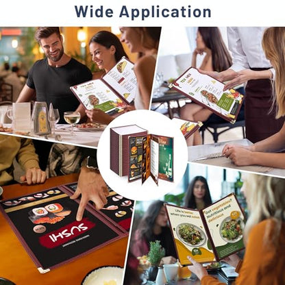 WeChef 30 Pack Restaurant Menu Covers 8.5 x 14" Book Style 4 Page 8 View - size: 8.5" x 14" - Book - 8 Views