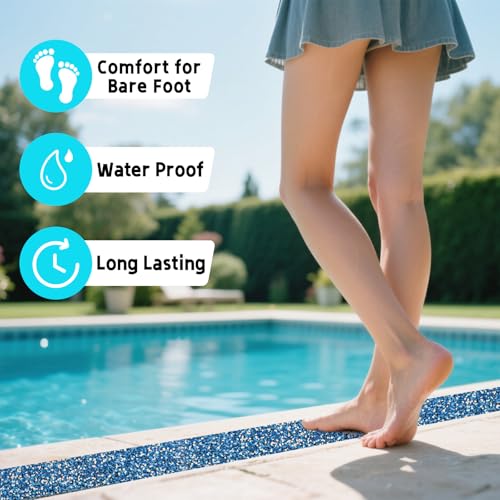 LifeGrip Rubber Anti Slip Tape, 4" x15' Waterproof Grip Tape for Pool, Blue - color: Blue, size: 4" X 15'