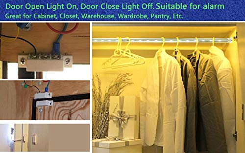 5Sets Magnetic Reed Switch, Magnetic Door Switch/Magnetic Contact Switch/Normally Open Closed NC NO Door Alarm Window Security, for DC 5V 12V 24V Light (white-31) - color: white-31