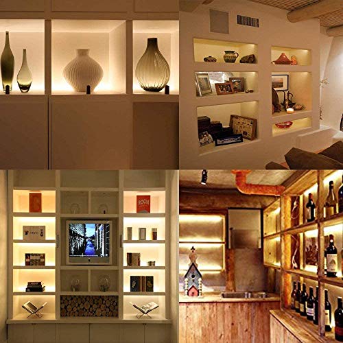 Premium LED Light Strips Kit: 6 x 12 Linkable Bars + Rocker Switch for Warm White Ambient Lighting in Cabinets, Closets, Shelf, Display Case, Showcase Lighting, 3000K Warm White - color: Warm White