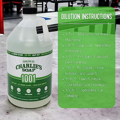 Charlie's Soap 1001 Cleaner & Degreaser Concentrate, 1 Gallon - size: 128 Fl Oz (Pack of 1)
