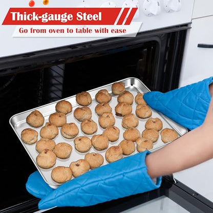 E-far Stainless Steel Baking Sheet, 18”x13” Cookie Sheet for Baking, 2PCS - size: 17.5"x13"