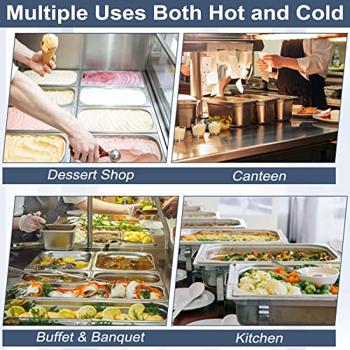 8 Pack Stainless Steam Hotel Pan 6 Deep Steam Table Pan with Lid 0.8 mm Thick Stainless Steel Restaurant Anti Clogging Steamer for Party, Restaurant, Hotel(1/4 Size) - size: 1/4 Size