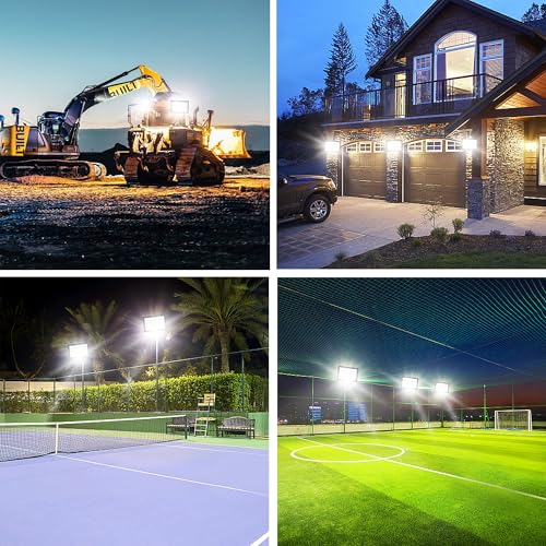 2 Pack 600W LED Flood Lights Outdoor,(3000W Equivalent), 66000LM 6000K Daylight White Super Bright Security Arena Light with Plug, IP66 Waterproof Commercial Lighting for Yard, Courts ,Stadium - size: 600w_2pack