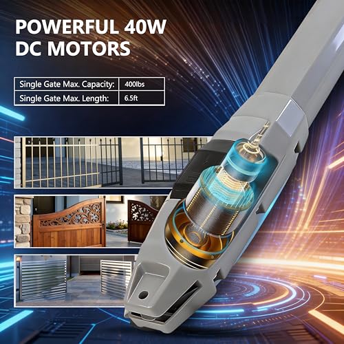 Automatic Gate Opener with Remote Complete Kit for Swing Gate Up to 440lb 6.5FT per Arm, Electric Gate Opener Medium Duty Dual Swing Gate Opener Automatic Gate Motor 30W 24VDC (SW200DC) - size: SW200DC