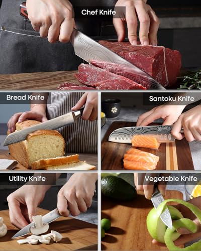 PAUDIN 5-Piece Chef Knife Set, Ultra Sharp Kitchen Knives
