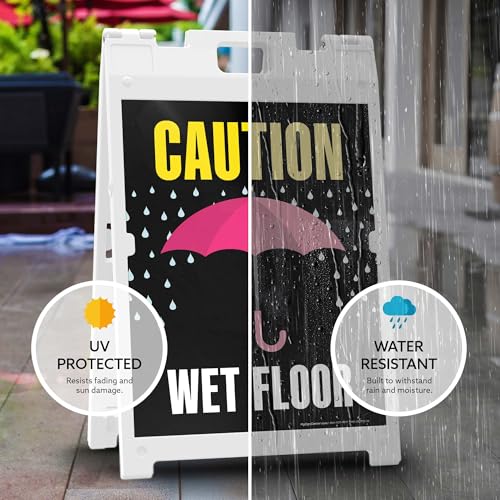 Caution Wet Floor Umbrella Folding Floor Sign, 18x24 Inches, Portable A Frame, Made in USA by My Sign Center - size: 18x24 Plastic