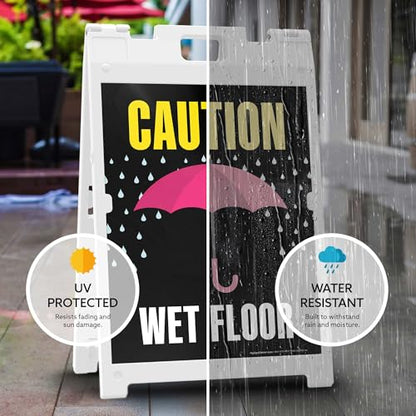 Caution Wet Floor Umbrella Folding Floor Sign, 18x24 Inches, Portable A Frame, Made in USA by My Sign Center - size: 18x24 Plastic