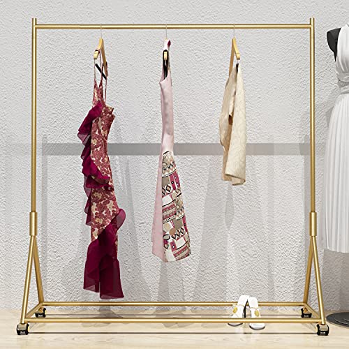 HOMEKAYT Gold Clothing Rack, Rolling Clothes Rack -59’’L - color: on wheels