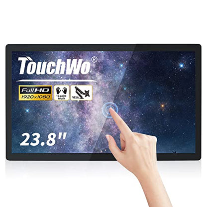 23.8 inch Capacitive Multi-Touch Screen Industrial Monitor, 16:9 Display 1920 x 1080P, Built-in Speakers, VGA, DVI & HD-MI Monitor for PC, POS, Small Business, Restaurant - size: 23.8-inch