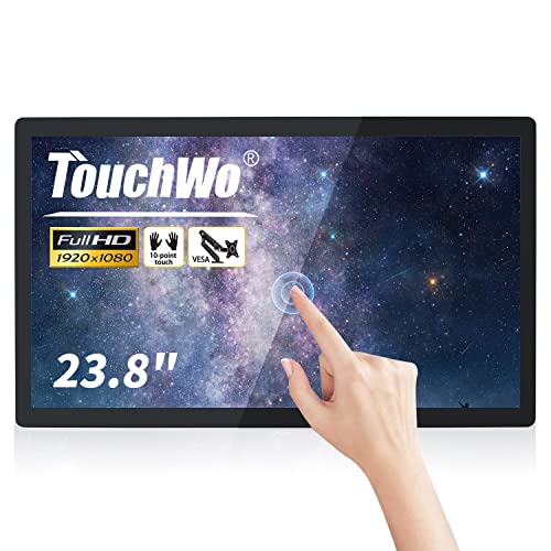23.8 inch Capacitive Multi-Touch Screen Industrial Monitor, 16:9 Display 1920 x 1080P, Built-in Speakers, VGA, DVI & HD-MI Monitor for PC, POS, Small Business, Restaurant - size: 23.8-inch