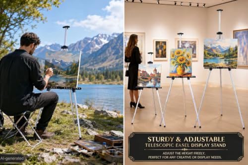 MXG Aluminum Art Easel,Professional Display Easel for Painting & Sign - color: Silver