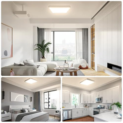 9Inch 18W Square LED Ceiling Light Fixtures Flush Mount, 4000K Natural White LED Ceiling Lamp, Surface Mount Modern Ceiling Lights, Slim Flat Panel Lighting for Bedroom, Kitchen, Bathroom Etc. - color: Natural White, size: 9 inch White