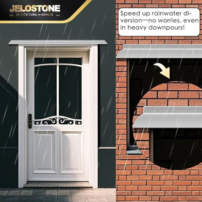 52" L x 2.5" W Commercial Grade Door Rain Drip Guard(Aluminum) - UL Rated Over Door and Window Drip Cap Rain Deflector - Drip Edge Roof Rain Diverter Guards House - JS-346RD, Clear Anodized - color: Clear Anodized