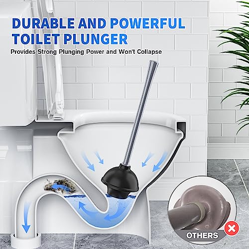 LOVLOY Toilet Plunger and Brush, Bowl Brush and Heavy Duty Toilet Plunger Set with Ventilated Holder, 2-in-1 Toilet Brush and Plunger Combo for 5.3-inch Toilet Drain Bathroom Cleaning (White) - color: Gray