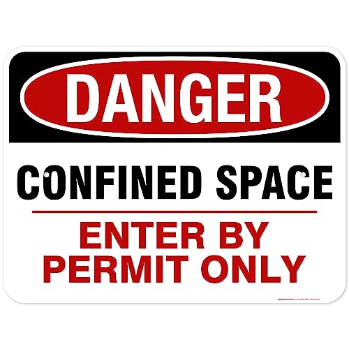 Danger Confined Space Enter By Permit Only Sign, 18x24 Inches, 55 mil thick - size: 18x24 - Polyethylene