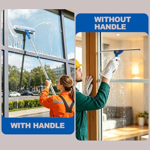 Professional Window Cleaning Kit, 76" Squeegee & Scrubber with 3 Gal Bucket