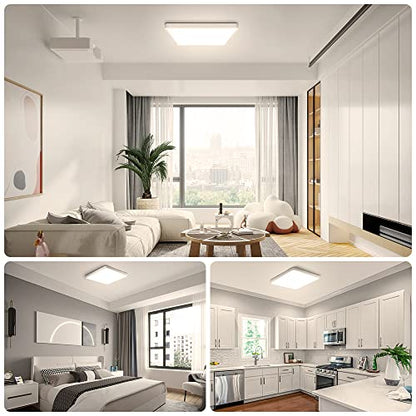 LightingWill 12Inch 24W Square LED Flush Mount Ceiling Light, 4000K Natural White LED Ceiling Lamp, Surface Mount Modern Ceiling Light Fixtures for Bedroom, Kitchen, Bathroom, Living Room, Hallways - color: Natural White, size: 12 inch White