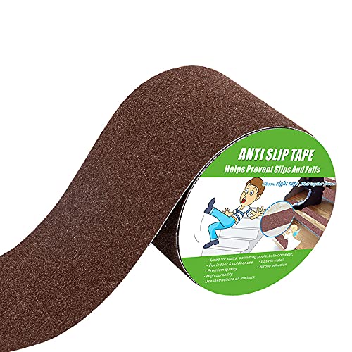 Yorwe Anti Slip Tape for Stairs & Ramps, Traction Grip (4" x 190", Brown) - color: Brown, size: 4" Width x 190" Long