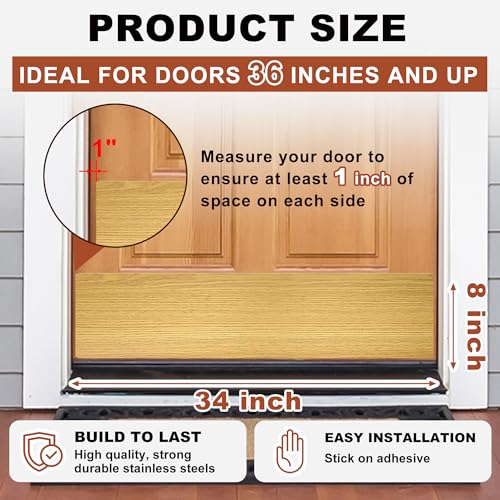 2 PCS 8" x 34" Self Adhesive Oak Door Kick Plate for Bottom of 36" Door - color: Light Oak Wood Grain, size: 2 PCS