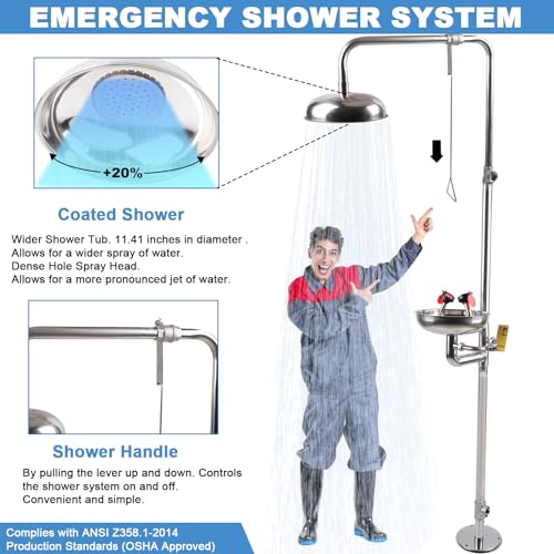 Emergency Eyewash-Shower Station OSHA-Approved - Safety Eye Wash Shower Combination First Aid Eyewash Station Kit