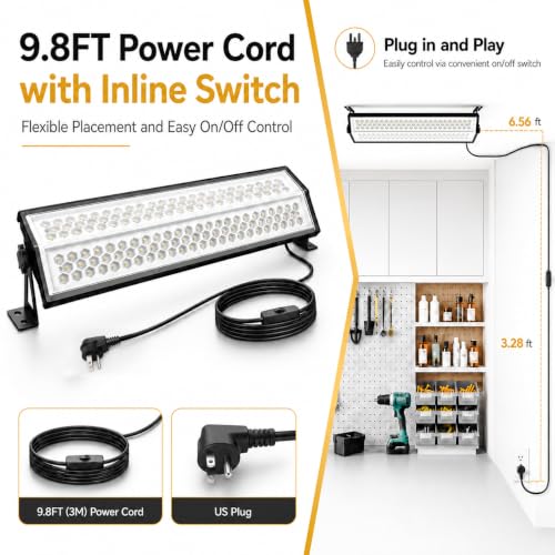LED Shop Lights, 125W 17500LM Double-Sided Linkable Garage Lighting 2 Pack