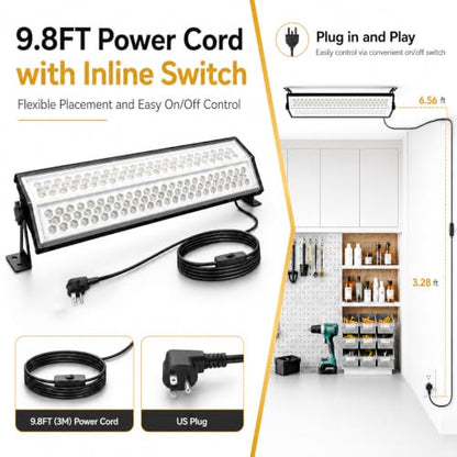 LED Shop Lights, 125W 17500LM Double-Sided Linkable Garage Lighting 2 Pack