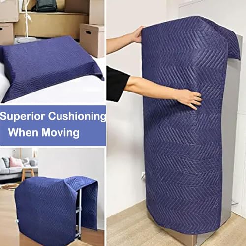 2 Pack Moving Blankets Heavy Duty 80"x72" Quilted Packing Blankets for Moving Furniture Padded Shipping Furniture Mover Blue - size: 2 Pack