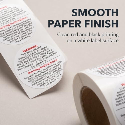 500 Pieces White Candle Warning Labels Candle Jar Container Stickers Candle Safety Stickers Decal Candle Warning Labels Stickers for Candle Making DIY Candle Jars and Tins Candle Making (1 inch)