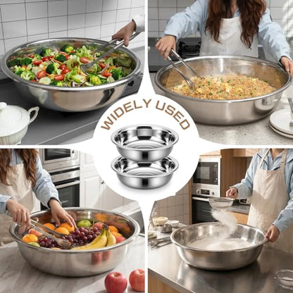 Lounsweer 2 Pack 50 Quart Stainless Steel Large Mixing Bowl 27.5" Silver 304 Stainless Steel Extra Large Capacity Stackable Mixing Bowl for Commercial Kitchens/large Families/school Cafeteria