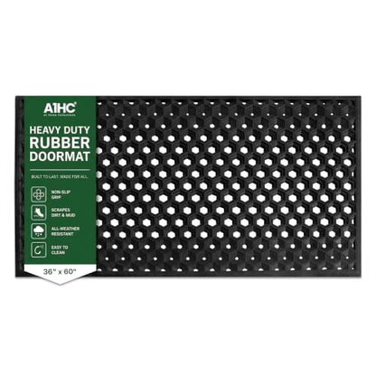 Subhera Collection Heavy Duty Rubber Door Mat 36"×60" Non-Slip Drainage with Dirt Scraper | Outside Doormat for Front Pool Deck & Patio All-Weather 100% Won't Curl or Blow Away - size: 3' x 5' (Rectangular)