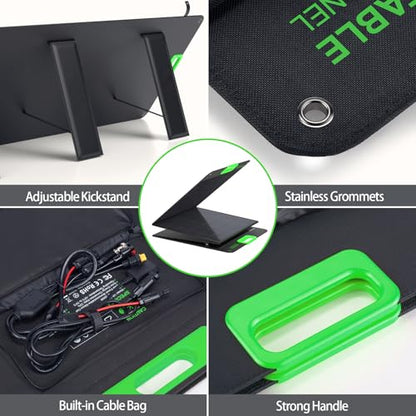 1000W Portable Power Station & 200W Foldable Solar Panel Generator Kit - color: Dark Green
