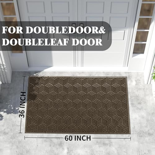 Yimobra Extra Large Door Mat 60x36, All-Season Waterproof Outdoor Mats for Front Door Entrance with Drainage Holes, Heavy Duty Non-Slip Doormat for Garage Patio Entryway Indoor, Brown - color: Brown, size: 60x36 Inch