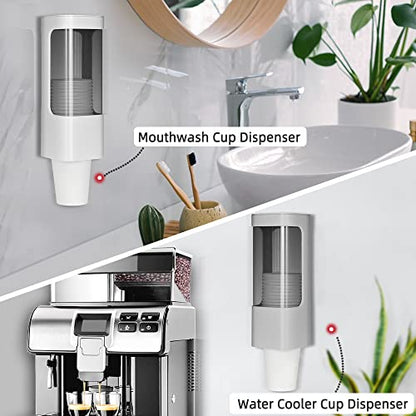 Cup Dispenser, Wall Mount Water Cooler Cups Holder Fit 3-5oz Cup - color: White