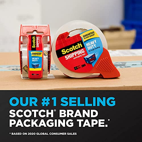 Scotch Heavy Duty Shipping Packing Tape, Clear, Shipping and Packaging Supplies, 1.88 in. x 54.6 yd., 2 Tape Rolls with 2 Dispensers - size: 2 Rolls