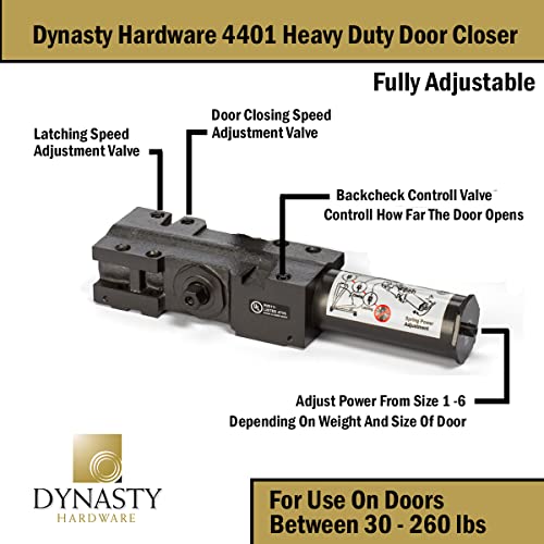Dynasty 4401 Series Door Closer, Sprayed Duronotic Bronze, Spring 1-6, ADA - style: Dark Bronze