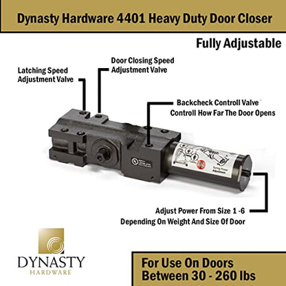 Dynasty 4401 Series Door Closer, Sprayed Duronotic Bronze, Spring 1-6, ADA - style: Dark Bronze