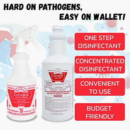 Lucasol One Step Hospital Grade Disinfectant Refillable Spray Bottle - style: 1 Quart+Spray Bottle
