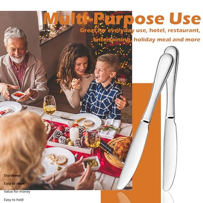 ATB Dinner Knives Set, Stainless Steel Table Knife, Butter Spreder, 2/4/6 Pieces Mirror Polished Dinner Knife, Sturdy and Dishwasher Safe, Silverware Cutlery (6 Pcs)